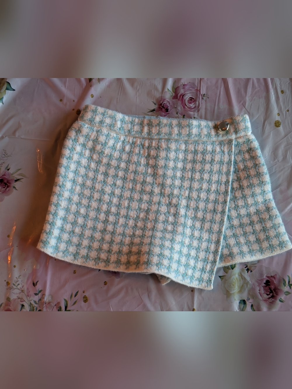 Textured Blue and White Tweed Mini Skort/ Infant 12 Months